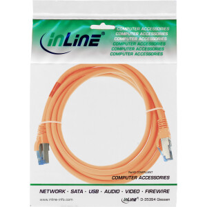 InLine® Patch Cable S/FTP PiMF Cat.6A halogen free 500MHz orange 0.5m