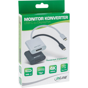 InLine® USB Display Konverter, USB-C Stecker zu DisplayPort  4K/60Hz schwarz