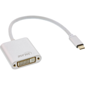 InLine® USB Display Konverter, USB Typ-C Stecker zu DVI Buchse (DP Alt Mode), silber, 0.2m