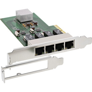 InLine® 4x Gigabit Netzwerkkarte, PCIe x4, 4x 1GBit/s, inkl. low profile Slotblech