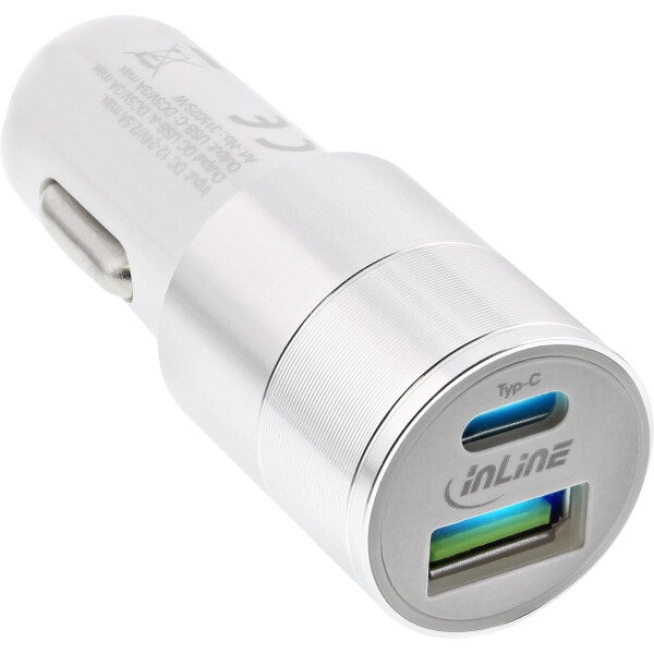 InLine® USB car charger power-adaptor Quick Charge 3.0, white