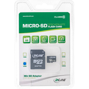 InLine® MicroSDXC flash card with SD adapter, Class 10/U3, 32GB