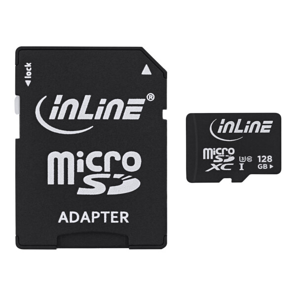 InLine® MicroSDXC flash card with SD adapter, Class 10/U3, 128GB