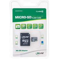 InLine® MicroSDXC flash card with SD adapter, Class 10/U3, 128GB