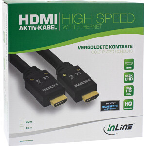 InLine® HDMI Active cable, HDMI-High Speed with Ethernet, M/M, 15m