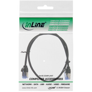 InLine® Slim round Patch Cable U/FTP Cat.6A black 0.25m