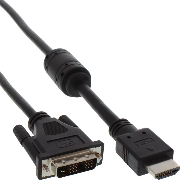 InLine® HDMI-DVI Cable 19 Pin male to 18+1 male + ferrite choke black 0.3m