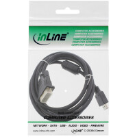 InLine® HDMI-DVI Adapterkabel, 19pol Stecker auf 18+1 Stecker, mit Ferrit, 0,3m