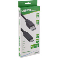 InLine® USB 2.0 Kabel, USB-C Stecker an A Stecker, schwarz, 0,3m