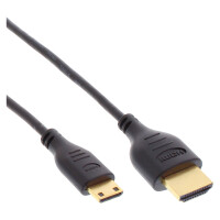 InLine® High Speed HDMI Cable with Ethernet, AM/CM, super slim, black/gold, 0.3m