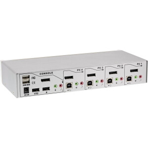 InLine® Desktop KVM Switch, 4-port, DisplayPort 1.2, 4K, USB 2.0, Audio