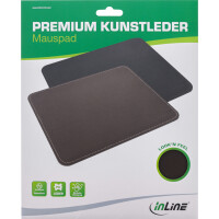 InLine® Maus-Pad Premium Kunstleder schwarz, 250x220x3mm