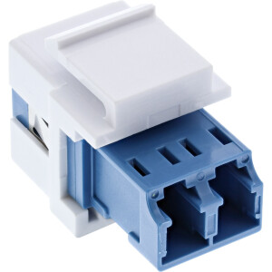 InLine® FO Keystone Snap-in adaptor white, duplex LC/LC, SM, ceramic sleeve,blue