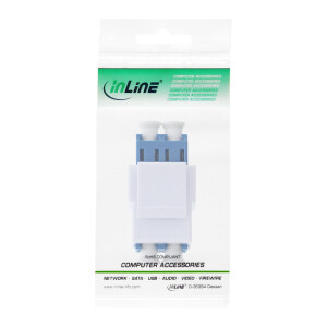 InLine® FO Keystone Snap-in adaptor white, duplex LC/LC, SM, ceramic sleeve,blue