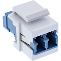 InLine® FO Keystone Snap-in adaptor white, duplex LC/LC, SM, ceramic sleeve,blue