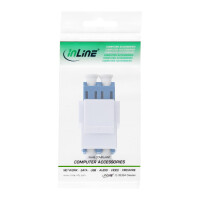 InLine® FO Keystone Snap-in adaptor white, duplex LC/LC, SM, ceramic sleeve,blue