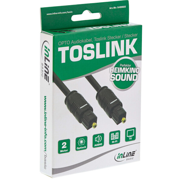 InLine® Basic OPTO Audiokabel, Toslink Stecker / Stecker, 2m