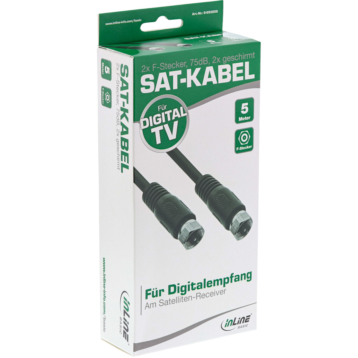 InLine® Basic SAT-Kabel, 2x geschirmt, 2x F-Stecker,...