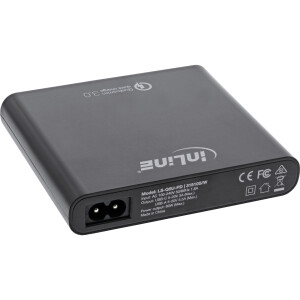 InLine® Quick Charge 3.0 USB Notebook-Netzteil, Ladegerät, 4x USB A + USB Typ-C, 80W, schwarz