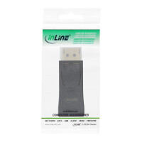 InLine® DisplayPort Adapter, DisplayPort Stecker auf HDMI Buchse, 4K/60Hz, mit Audio, schwarz