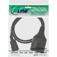 InLine® Power cable, C14 to earthing contact female, black, 0.5m