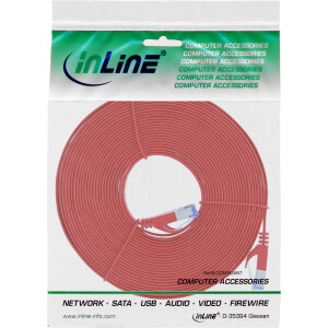 InLine® Flat patch cable, U/FTP, Cat.6A, red, 5m