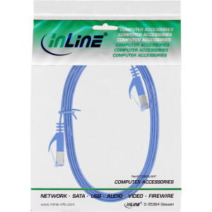 InLine® Patchkabel flach, U/FTP, Cat.6A, blau, 0,5m