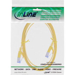 InLine® Flat patch cable, U/FTP, Cat.6A, yellow, 1.5m