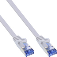 InLine® Flat patch cable, U/FTP, Cat.6A, white, 1m