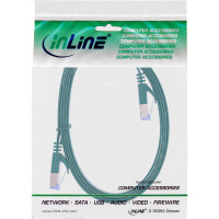 InLine® Flat patch cable, U/FTP, Cat.6A, green, 1m