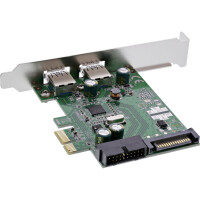 InLine® 2+2ports USB 3.0 host controller, PCIe, with SATA power and LP bracket