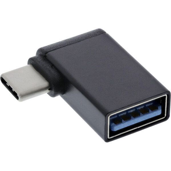 InLine® USB 3.2 Gen.2 Adapter, USB-C male to USB-A female angled 90° OTG