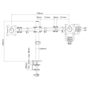 InLine® Desktop bracket, for 2x TFT/LCD/LED up to 68cm (27") max. 2x8 kg