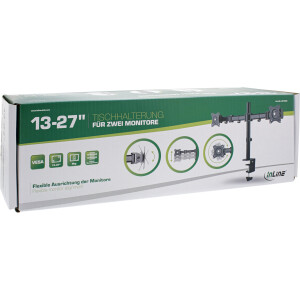 InLine® Tischhalterung, für 2x TFT/LCD/LED bis 68cm (27"), max. 2x8 kg