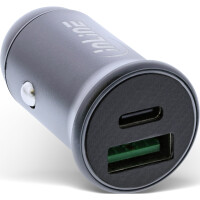 InLine® USB KFZ Stromadapter PD, 12/24V USB-A + USB-C, max. 60W, grau