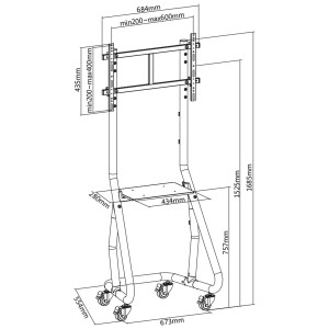 InLine® TV Cart, for LED-TV 37"-80" (94-203cm), max. 80kg