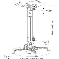 InLine® Basic Beamer Deckenhalterung, 38-58cm, max. 13,5kg