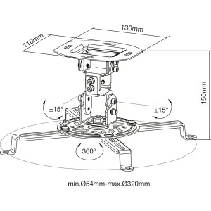 InLine® Basic Beamer Deckenhalterung, 15cm, max. 13,5kg