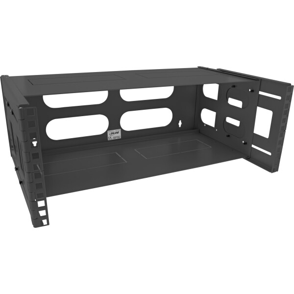 InLine® 19" foldable rack, 4U, 24-40cm depth, with cover, black