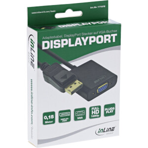 InLine® Basic DisplayPort Adapter Cable, DP male / VGA female black 0.15m