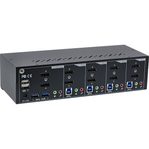 InLine® KVM Desktop Switch, 4-fach, Dual-Monitor DP 1.2, 4K, USB 3.0, Audio