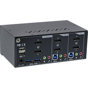 InLine® KVM Desktop Switch, 2-fach, Dual-Monitor DP 1.2, 4K, USB 3.0, Audio