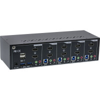 InLine® KVM Desktop Switch, 4-fach, Dual Monitor, HDMI, 4K, USB 3.0, Audio