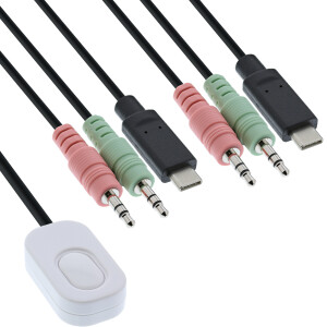 InLine® KVM Switch, 2-fach, USB-C zu DisplayPort 1.2, 4K, Audio, integr. Kabel