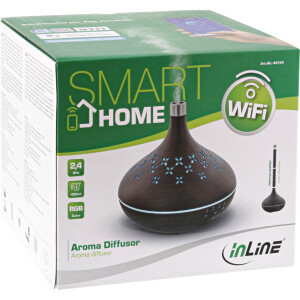 InLine® Ultraschall Diffusor, Ambientelicht, Google Home + Amazon Alexa kompati.
