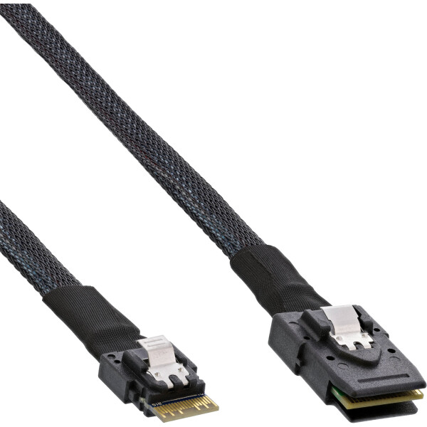 InLine® Slim SAS Kabel, SFF-8654 4i zu Mini SAS SFF-8087, 12Gb/s, 1m