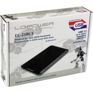 LC-Power LC-25BU3, externes 2,5"-SATA-Gehäuse, USB 3.0, schwarz