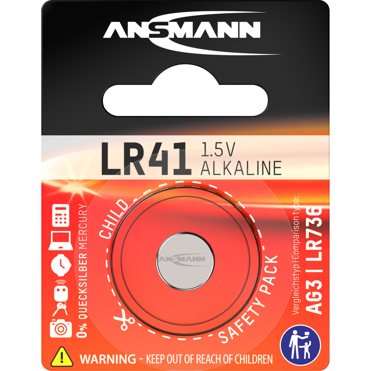 ANSMANN 5015332 Knopfzelle LR41 1,5V Alkaline