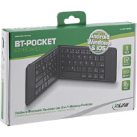 InLine® faltbare Bluetooth Tastatur "BT-Pocket", für bis zu 3 Bluetooth-Geräte