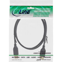 InLine® USB 2.0 Verlängerung, ST / BU, Typ A, schwarz, Kontakte gold, 1,5m